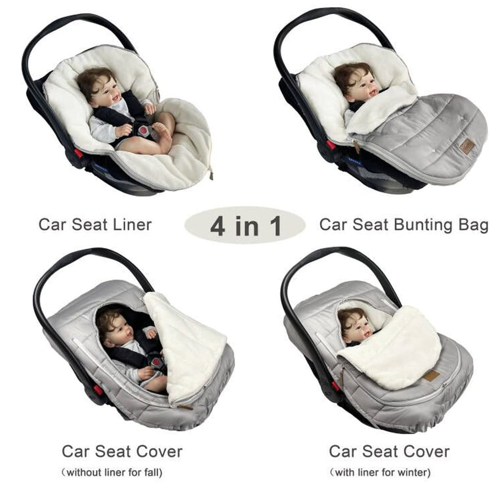 funlife bunting bag side-zipper detail enabling quick temperature adjustments for baby comfort
