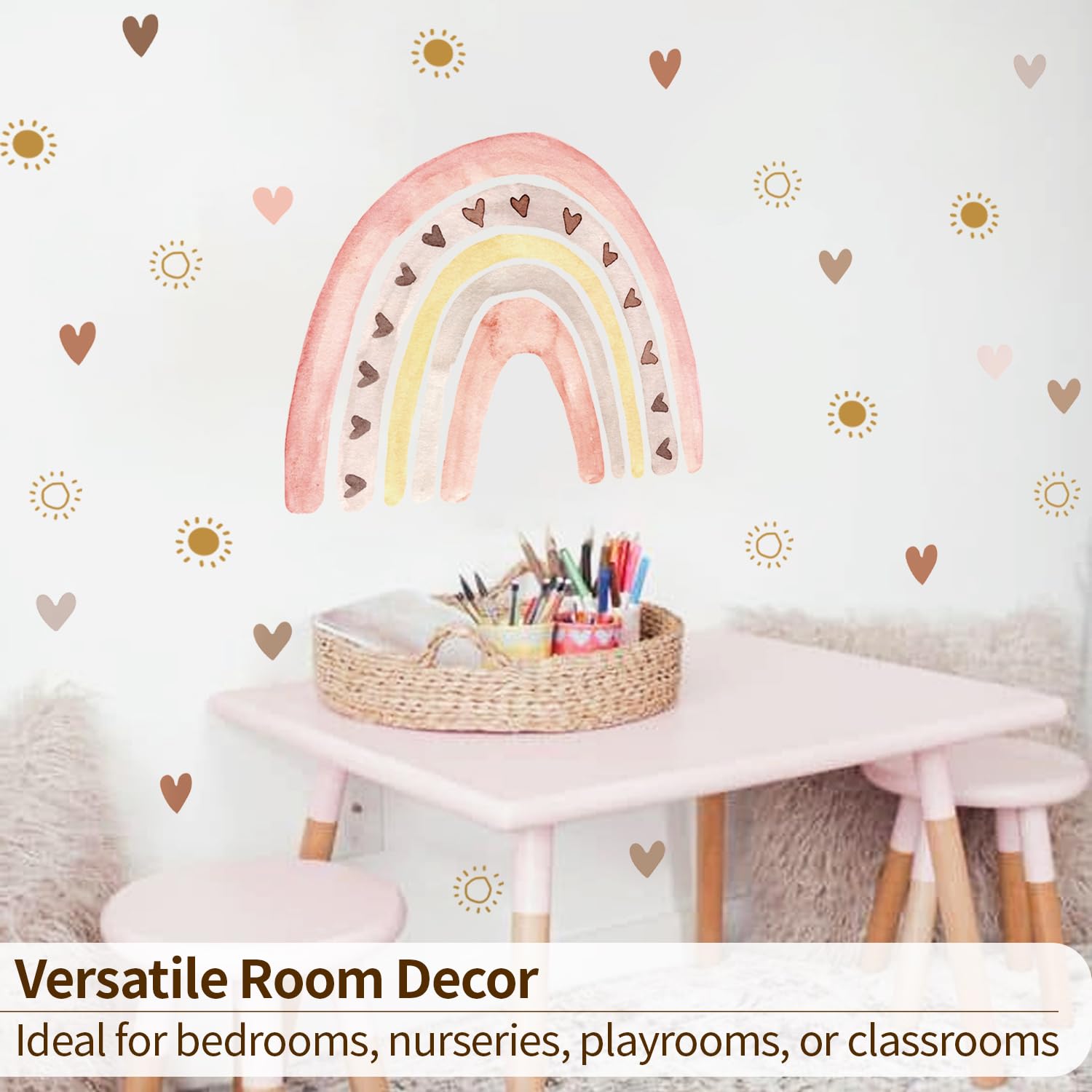 funlife heart decal 01 adds playful charm to bedroom walls.