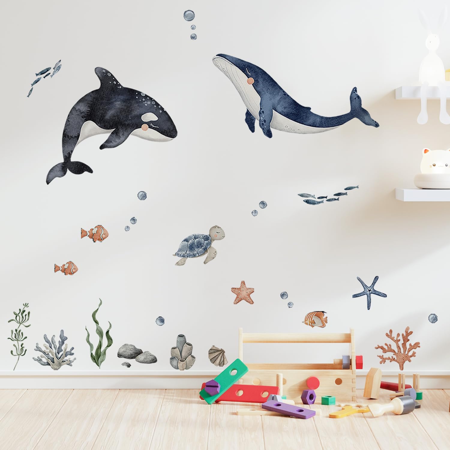 funlife large-fish-illustrations: 24-piece set adds depth and play to rooms.
