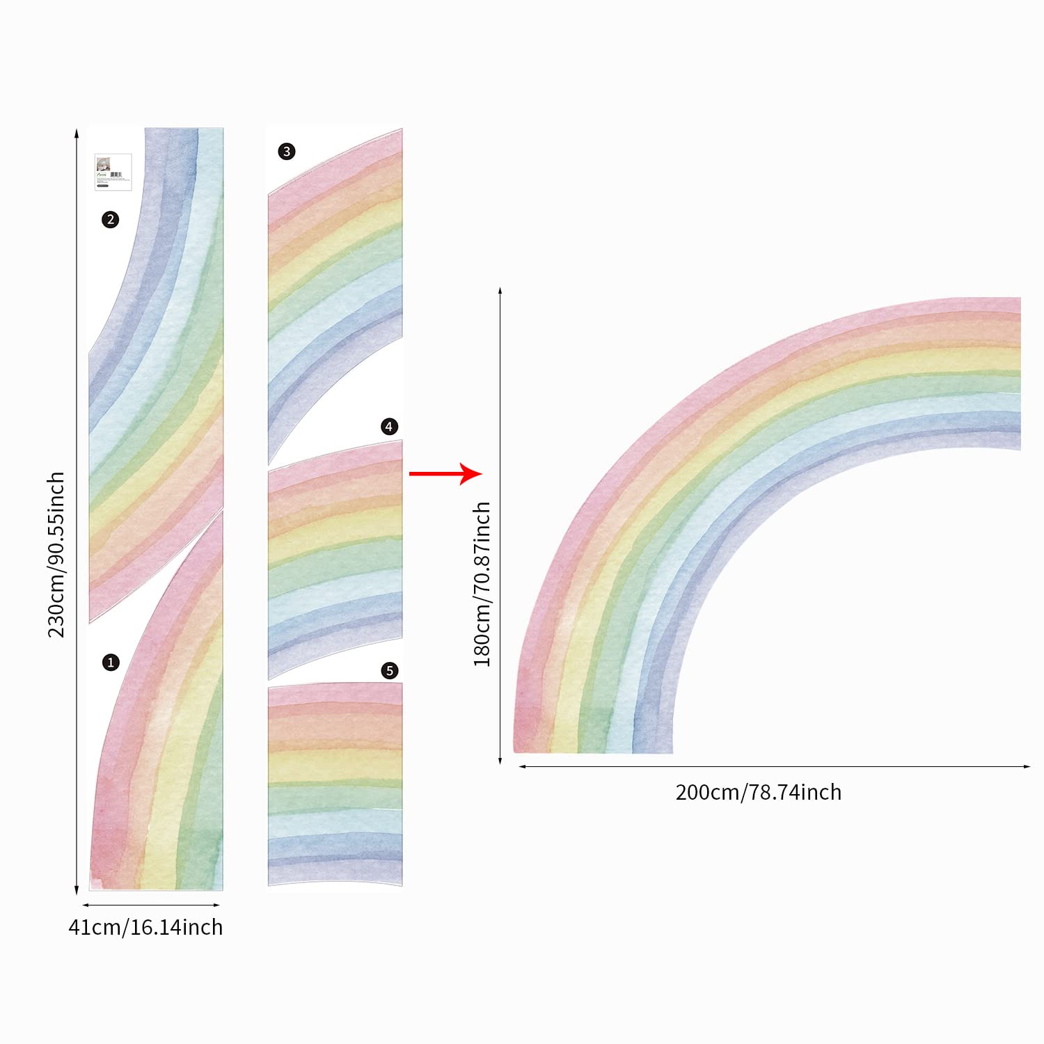 Funlife pastel rainbow wall decals panel-01 for quick nursery decor with peel-and-stick installation.
