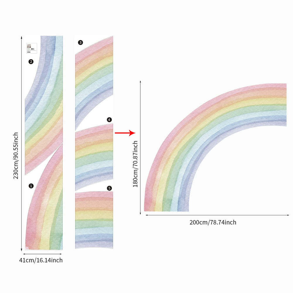 Funlife pastel rainbow wall decals panel-01 for quick nursery decor with peel-and-stick installation.