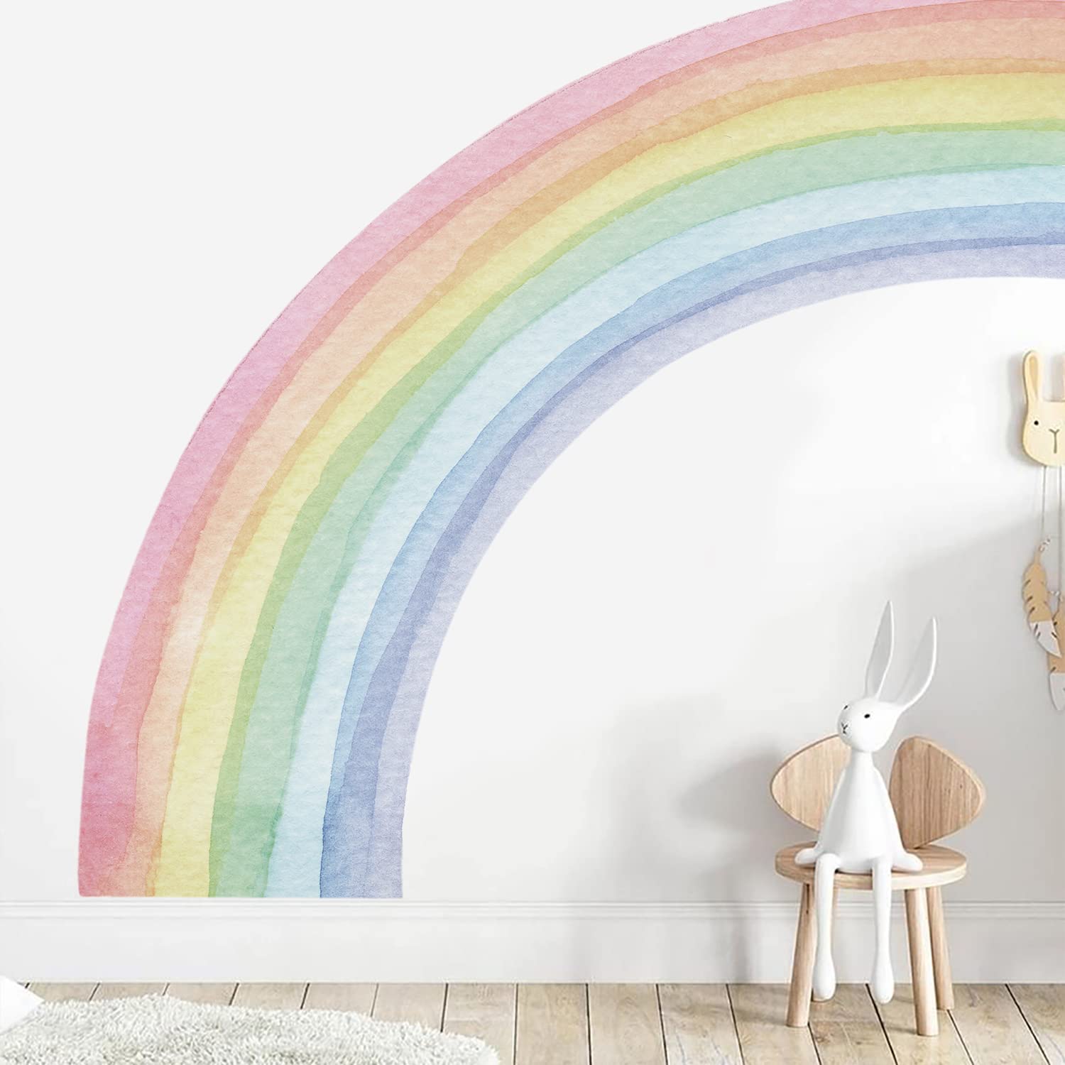 Funlife peel-and-stick rainbow decals designed for girls room without nails.