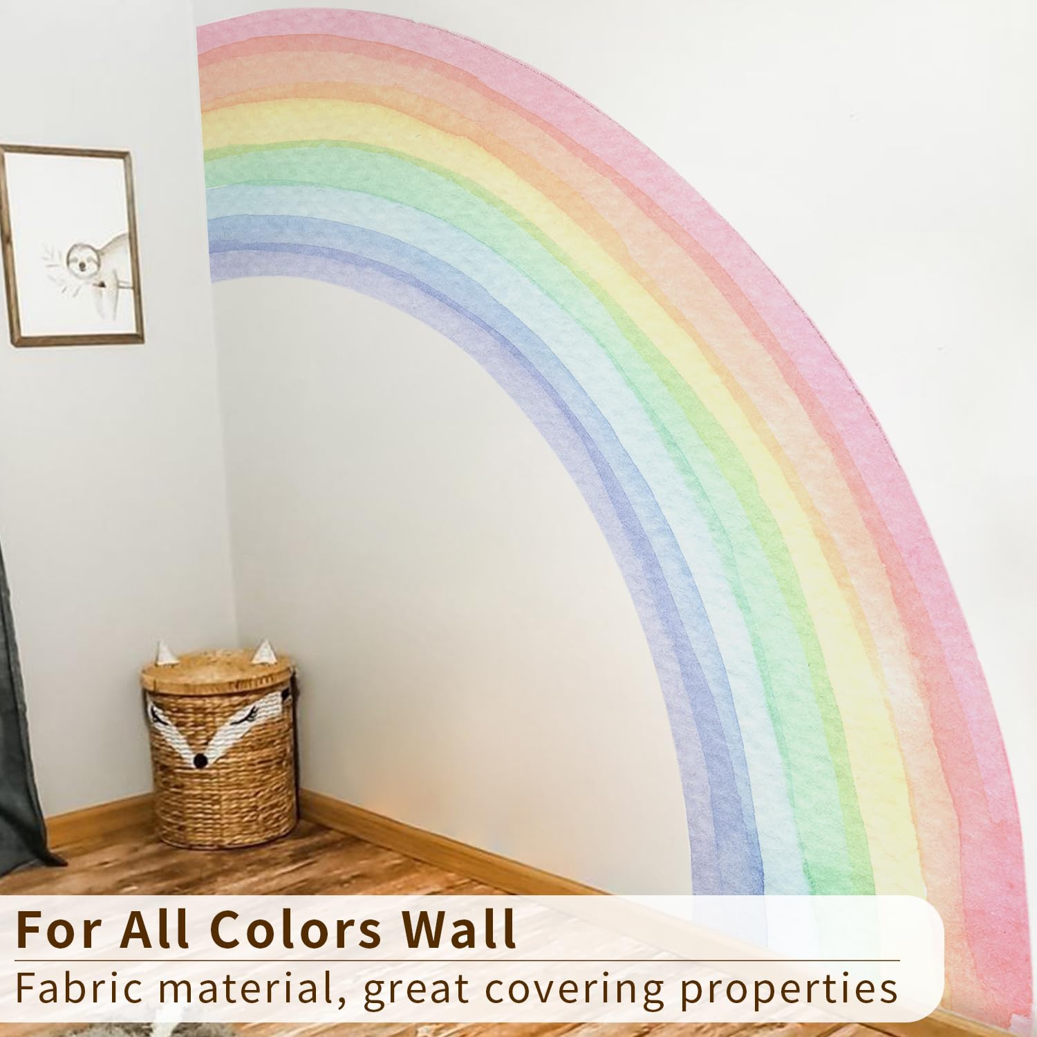 Funlife rainbow mural closeup colors showcase fine fabric texture.