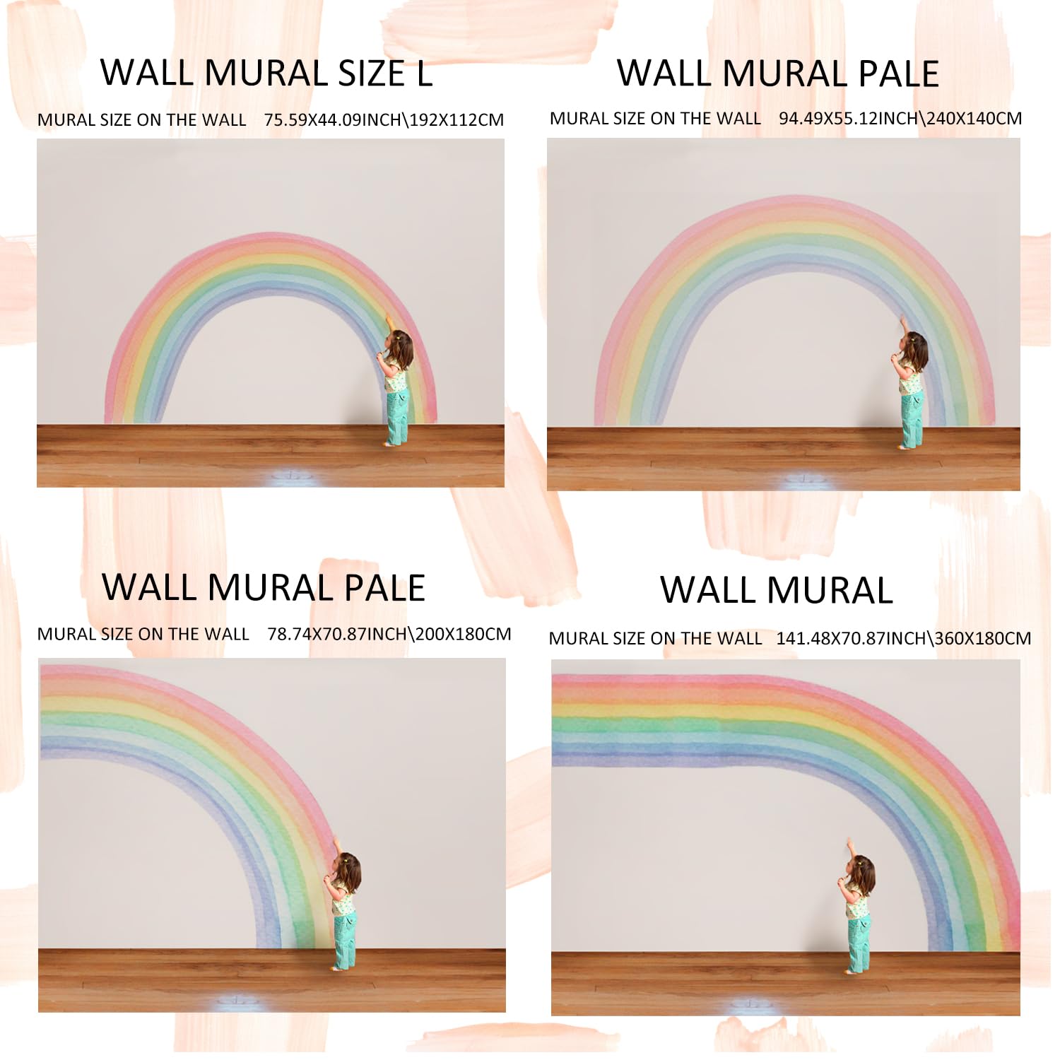 Funlife rainbow mural fabric texture adds premium feel to walls.