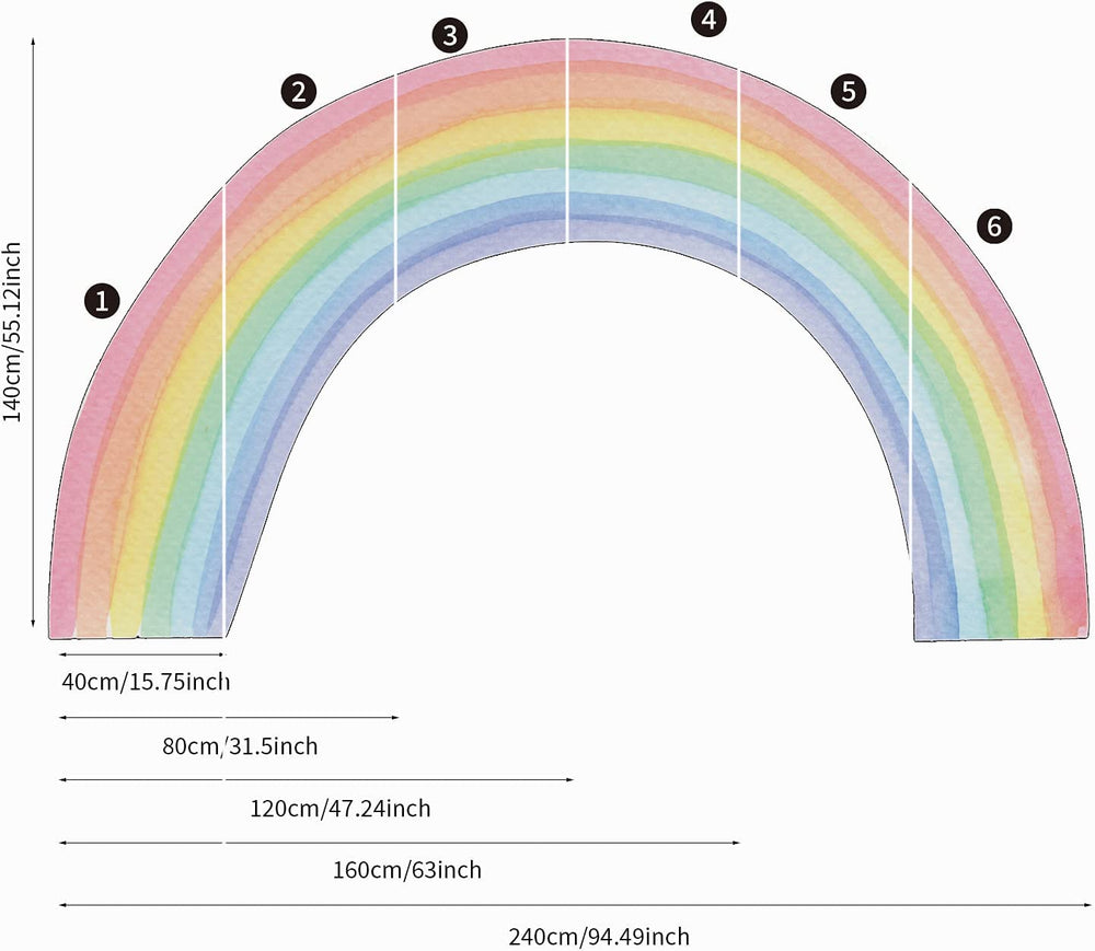 Funlife rainbow wall mural panel 2 offers easy peel-and-stick installation on clean surfaces.