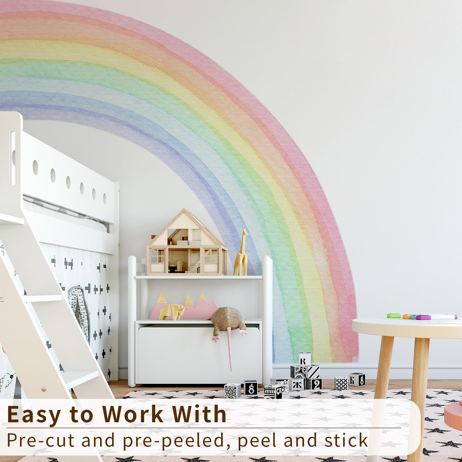 Funlife rainbow wall mural panel 5 pre-cut for quick setup.