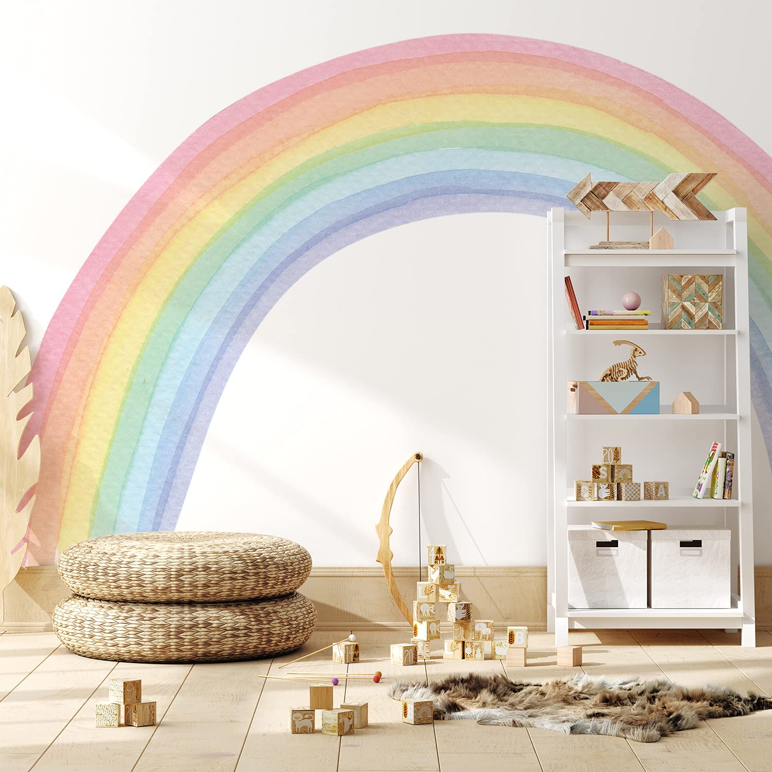 Funlife rainbow wall mural panel 6 creates immersive backdrops for storytelling corners.
