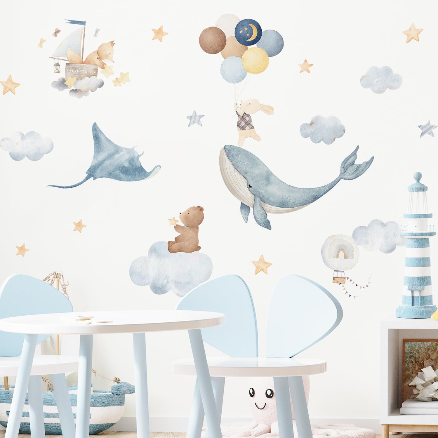 Funlife undersea fish decals brighten kids' rooms with vibrant color on smooth walls.