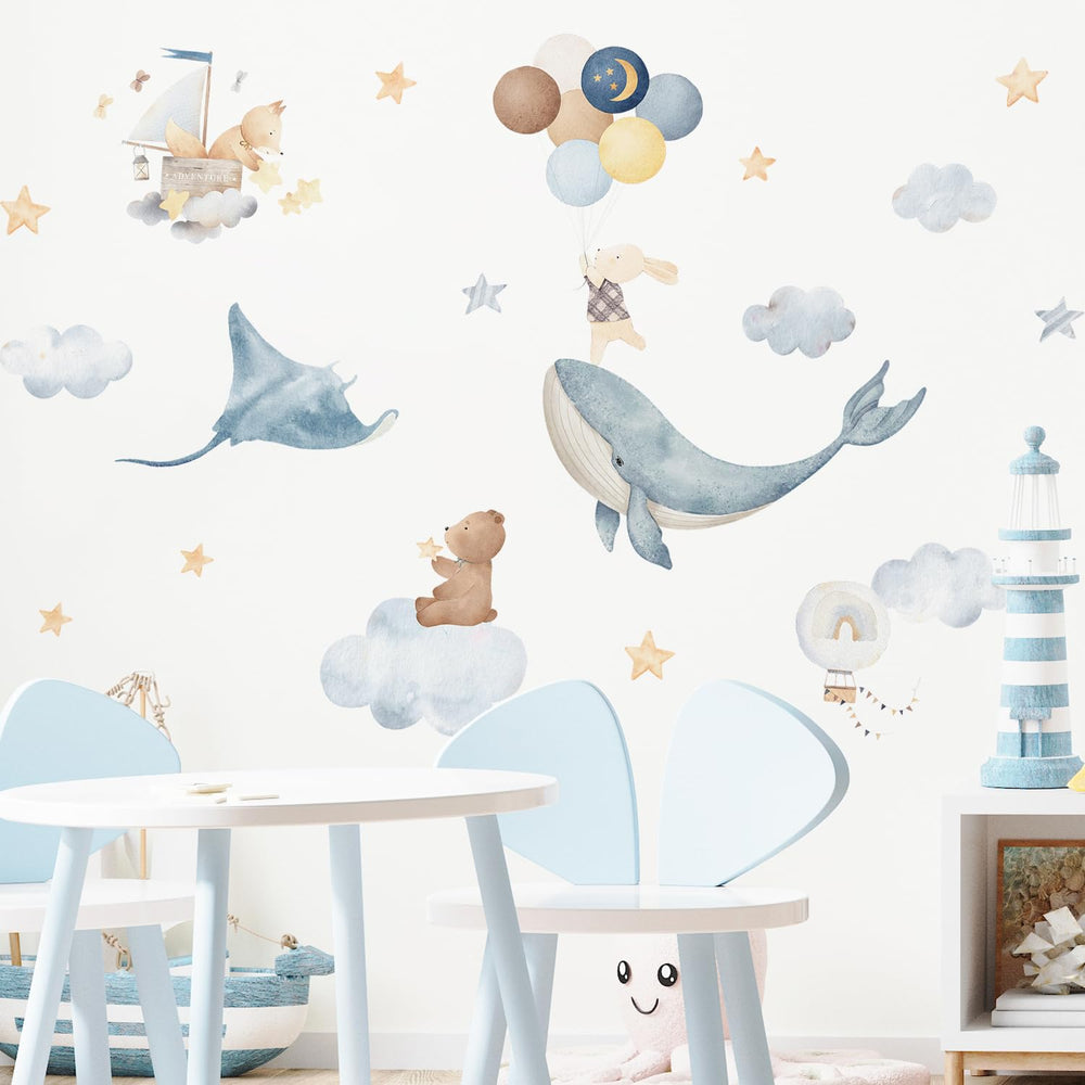 Funlife undersea fish decals brighten kids' rooms with vibrant color on smooth walls.