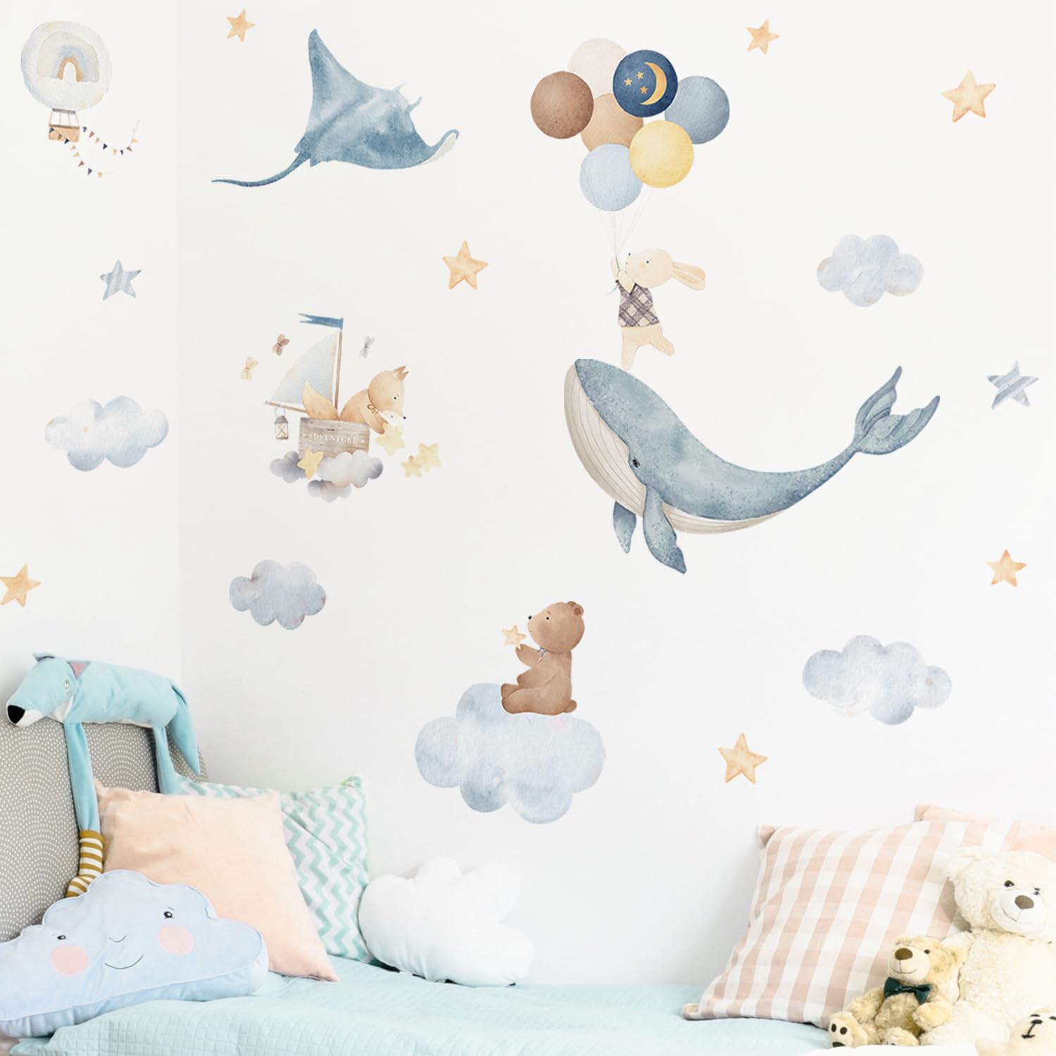 Funlife undersea starfish decals enhance nautical vibes on clean, flat walls.