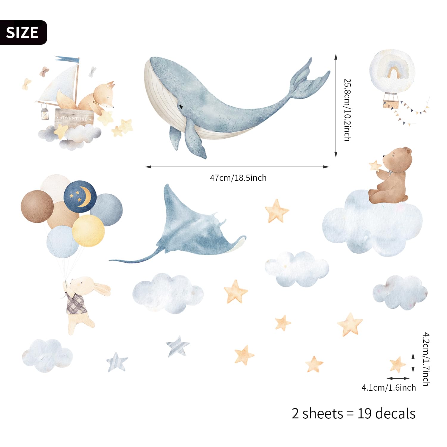Funlife undersea turtle decals create a calming, playful focal point on clean walls.