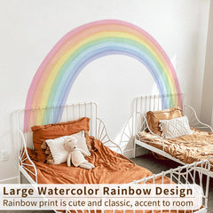 funlife vinyl rainbow wall mural panel 3 enhances nursery walls with soft watercolor vibes.