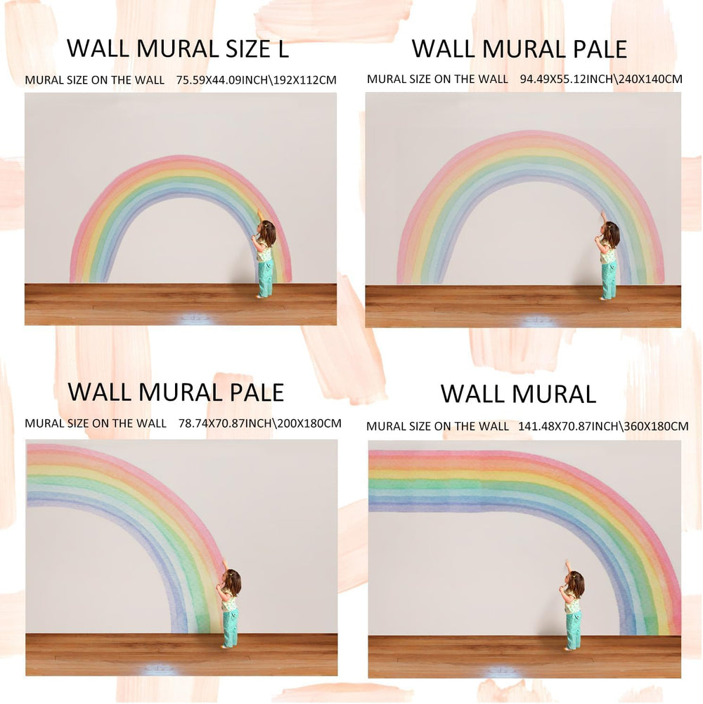 funlife vinyl rainbow wall mural panel 6 tear-free and washable finish.