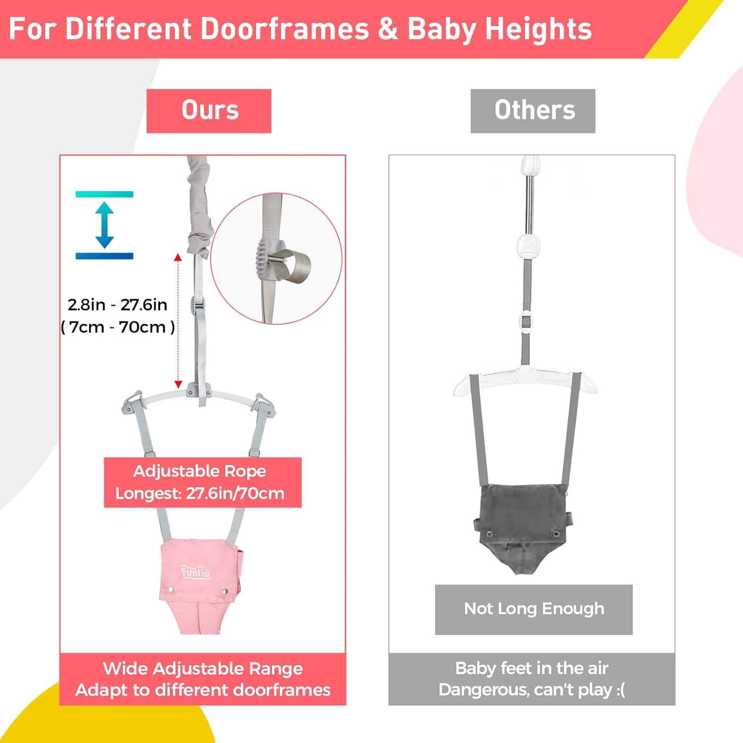 FUNLIO adjustable height chain allows growing, customized fit.