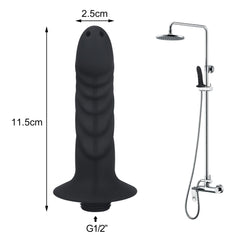 FunMove handheld water shower nozzle demonstrates easy connection to standard hoses for quick set-up.