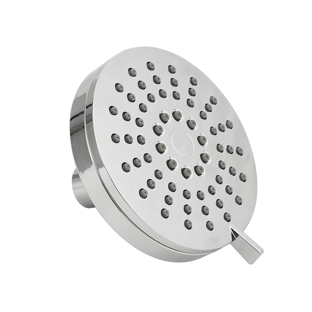 Funny Steel rain shower head delivers a gentle, even spray.