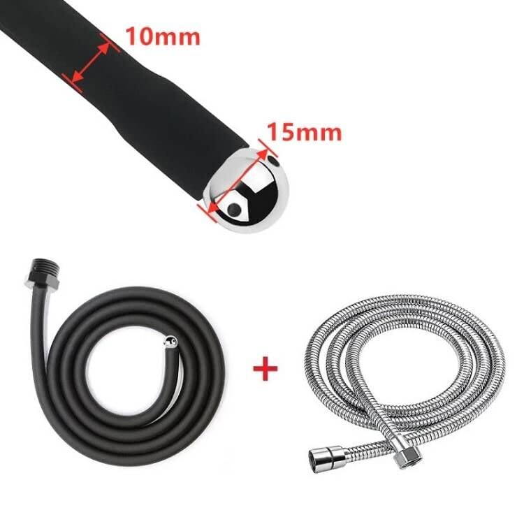 Funny Steel shower-compatible enema kit enhances personal cleaning routines.