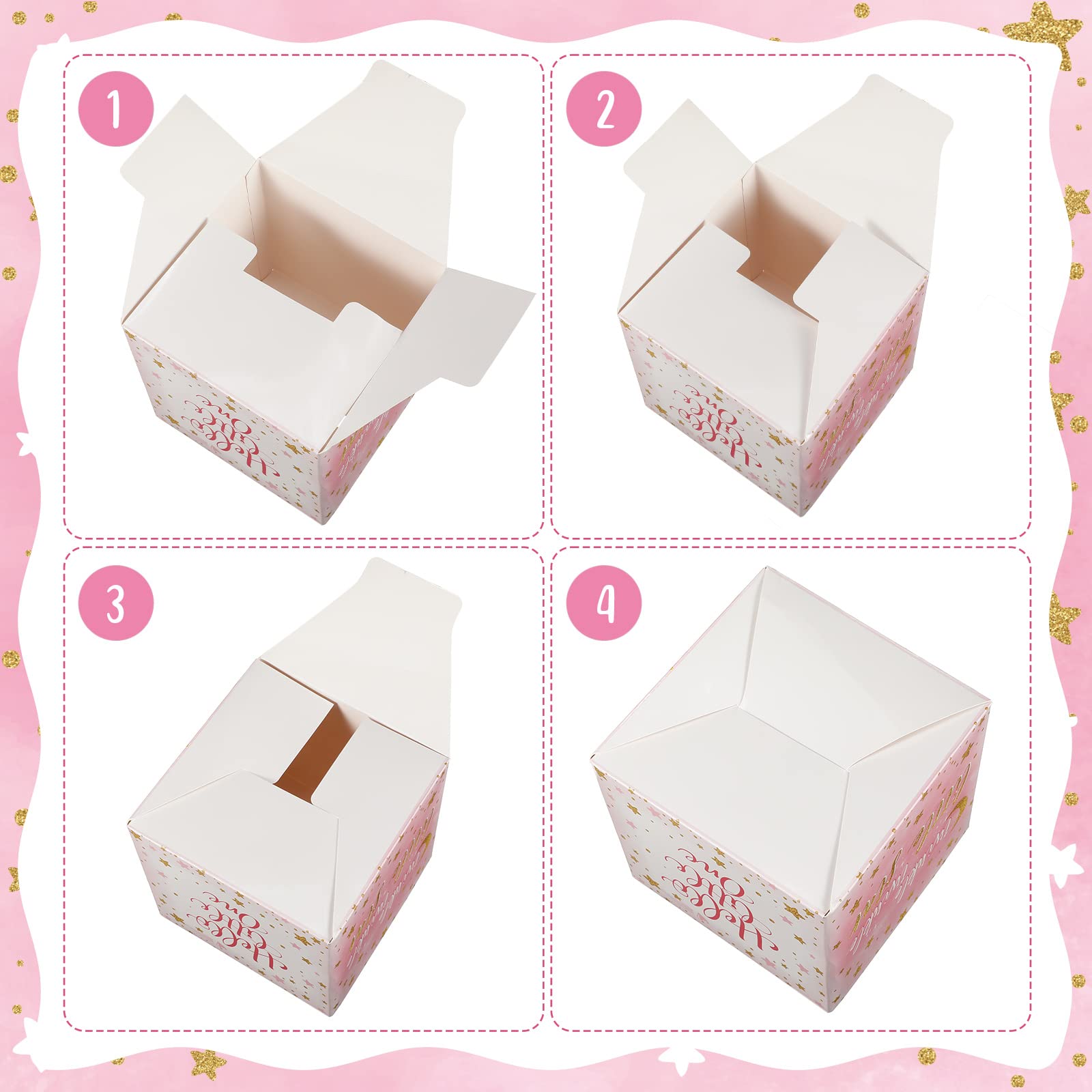Funrous pink twinkle stars decor to enhance gender reveal ambiance.