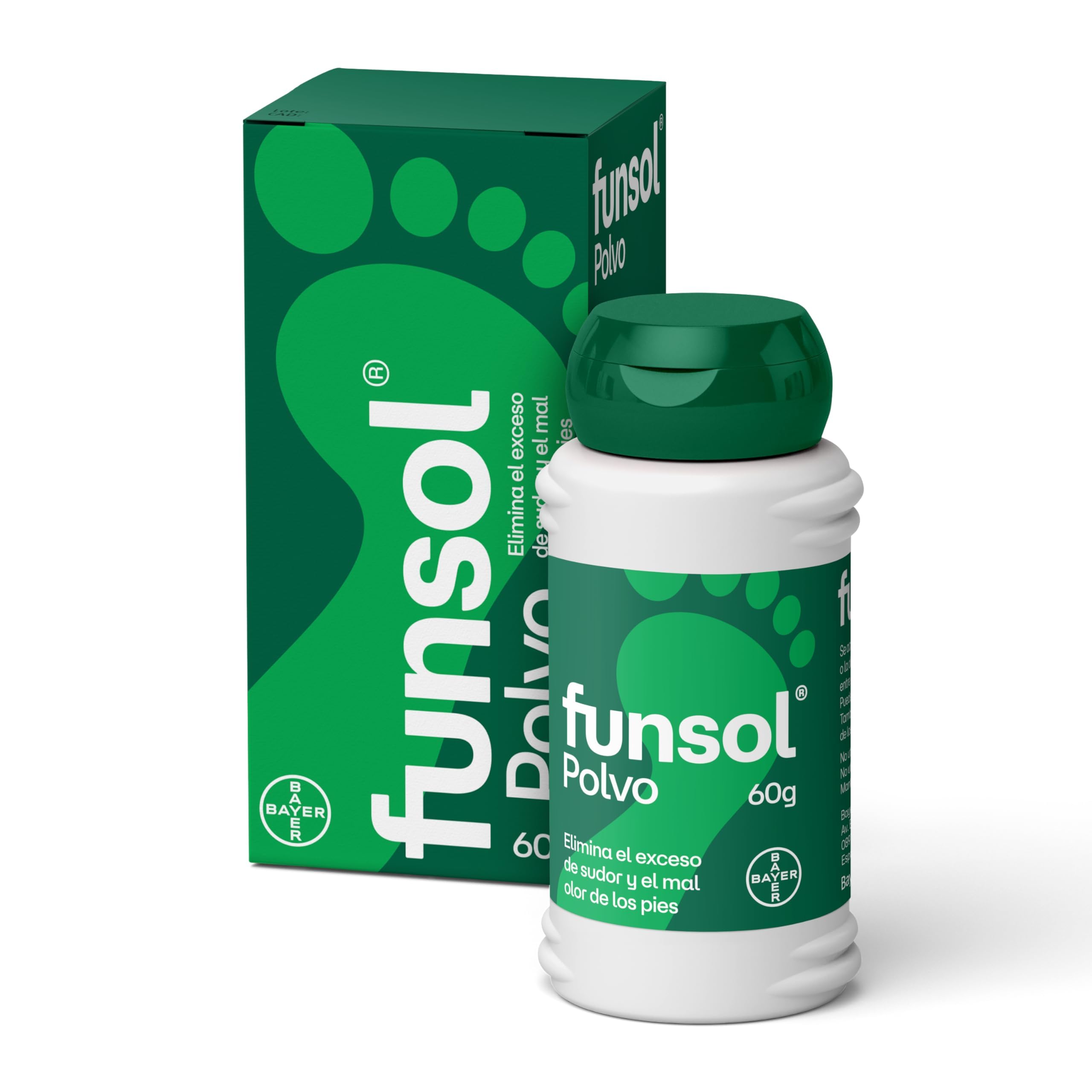 Funsol talcum powder jar close-up shows silky texture for everyday care.