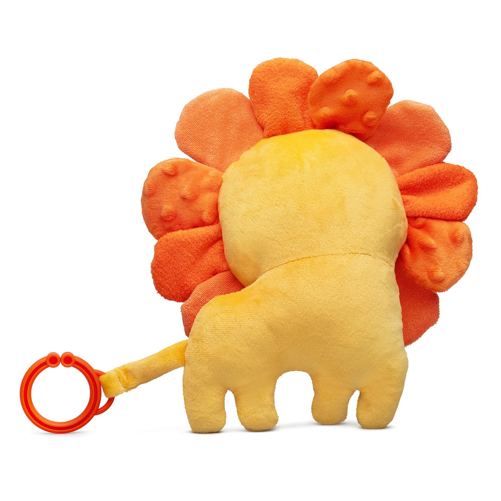 Funstuff Roary the Lion flappable ears add tactile fun during cuddle sessions.