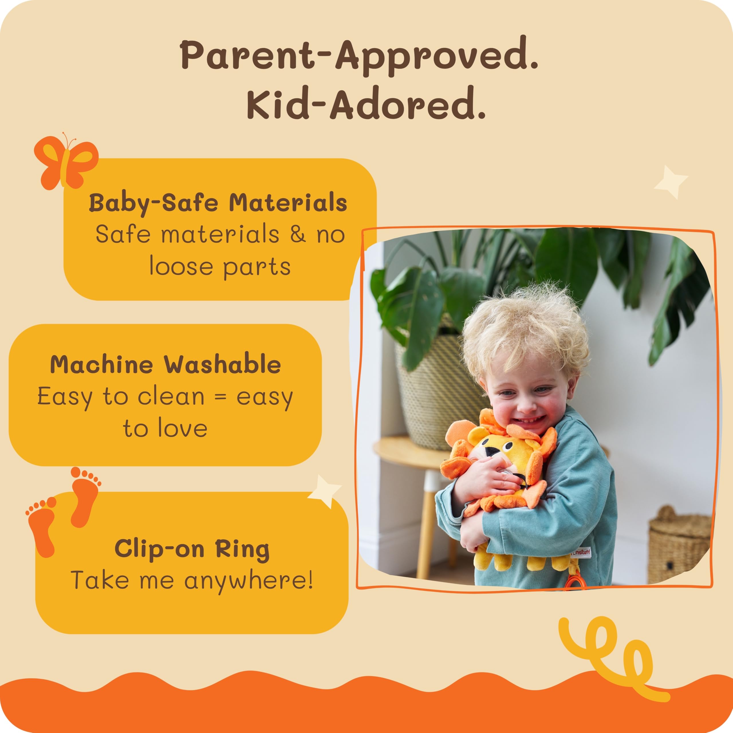 Funstuff Roary the Lion textured petals invite tiny fingers to explore.