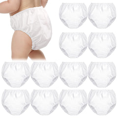 Funtery 12-pack waterproof diaper covers white front view for toddler potty training.