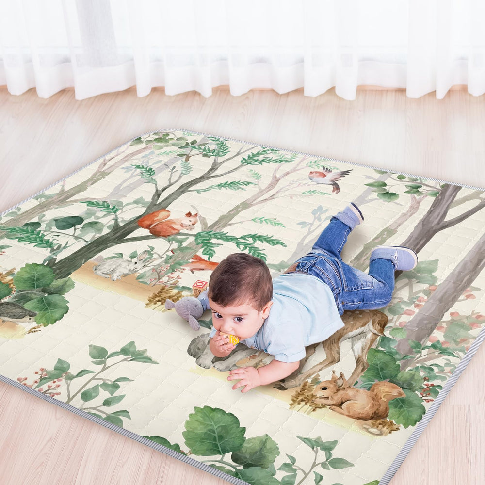 Funtery 43 by 43 inch play mat offers a roomy crawl space.