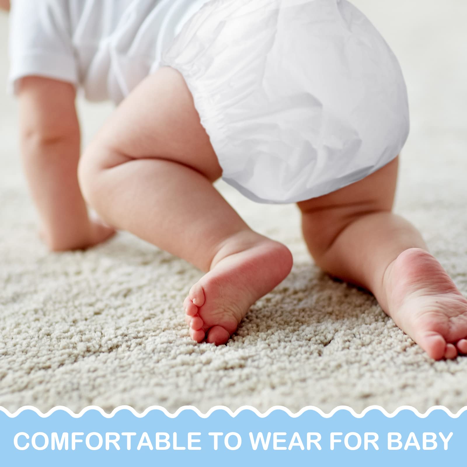 Funtery elastic waistband diaper cover offers comfortable, flexible wear.