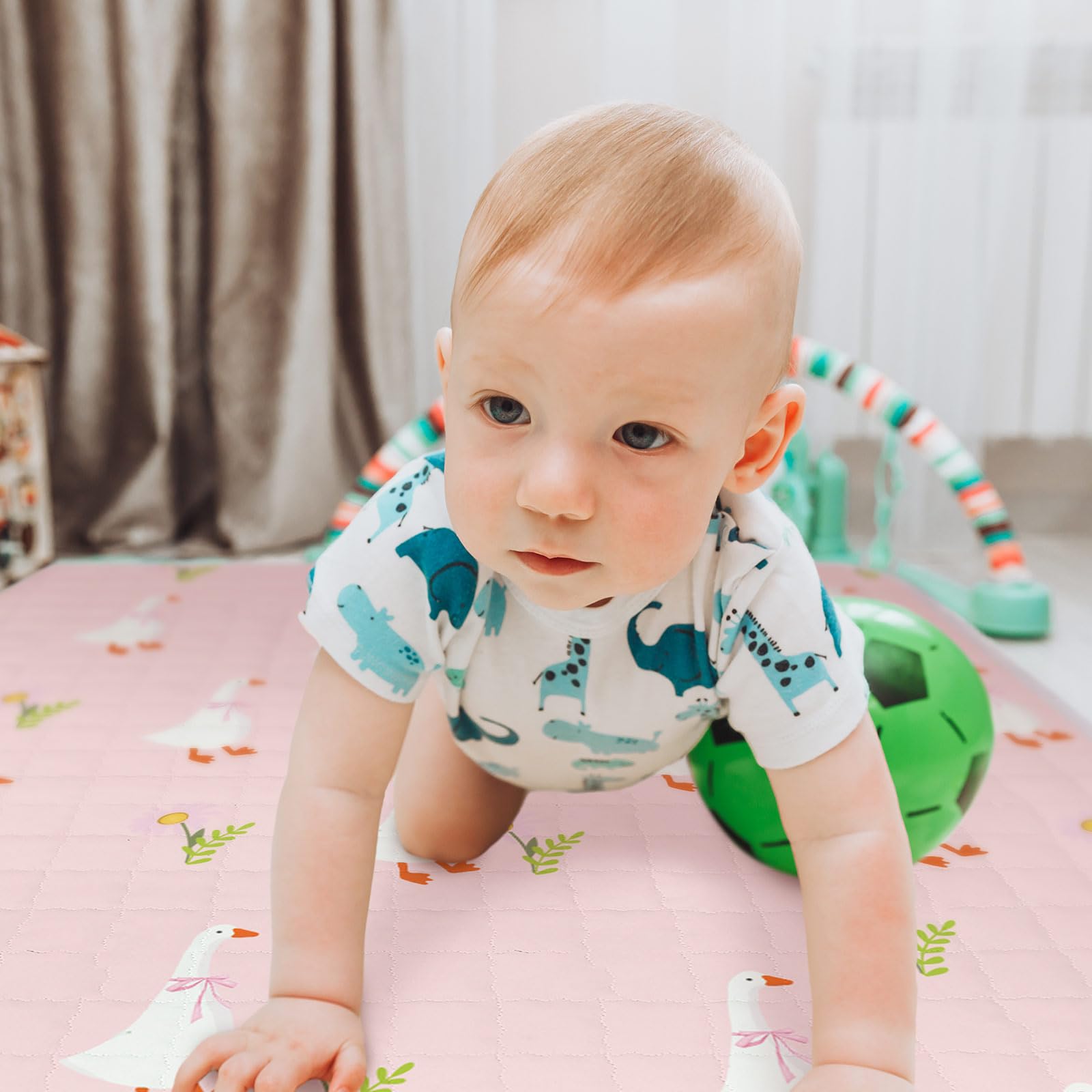 Funtery washable baby mat with silicone non-slip backing for safety.