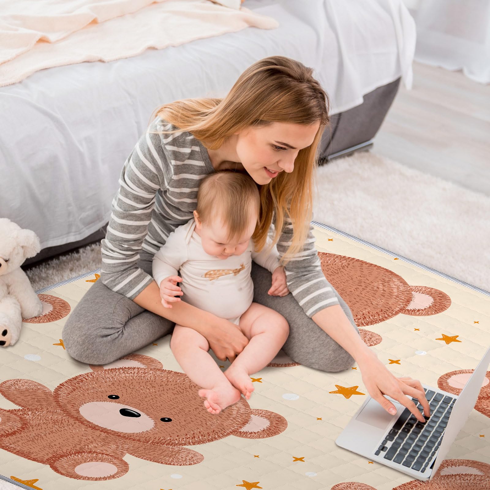 Funtery large playpen mat supports crawlers and toddlers