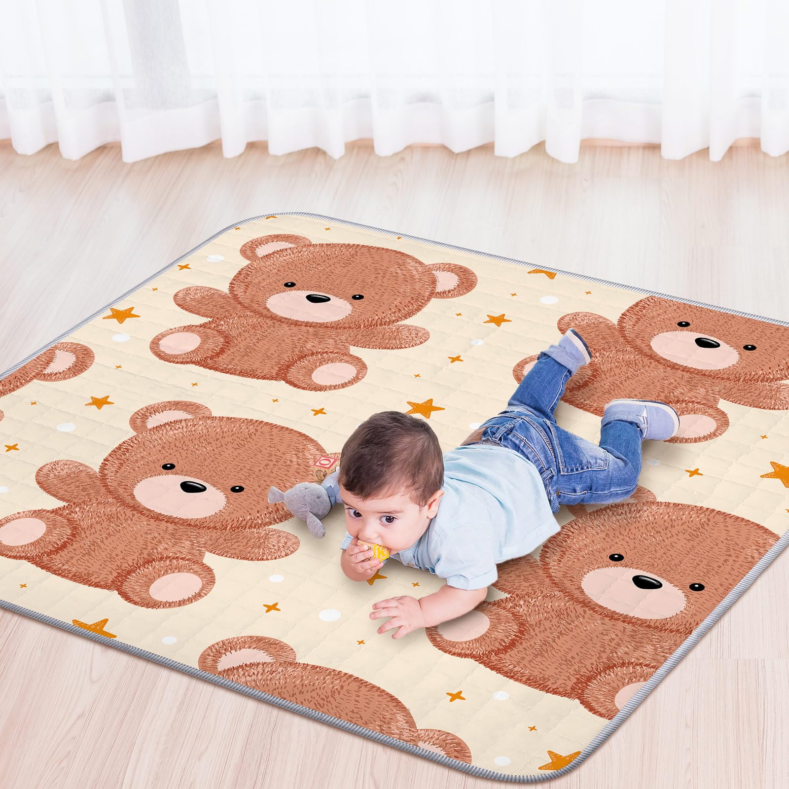 Funtery washable baby floor mat easy cold-water cleaning