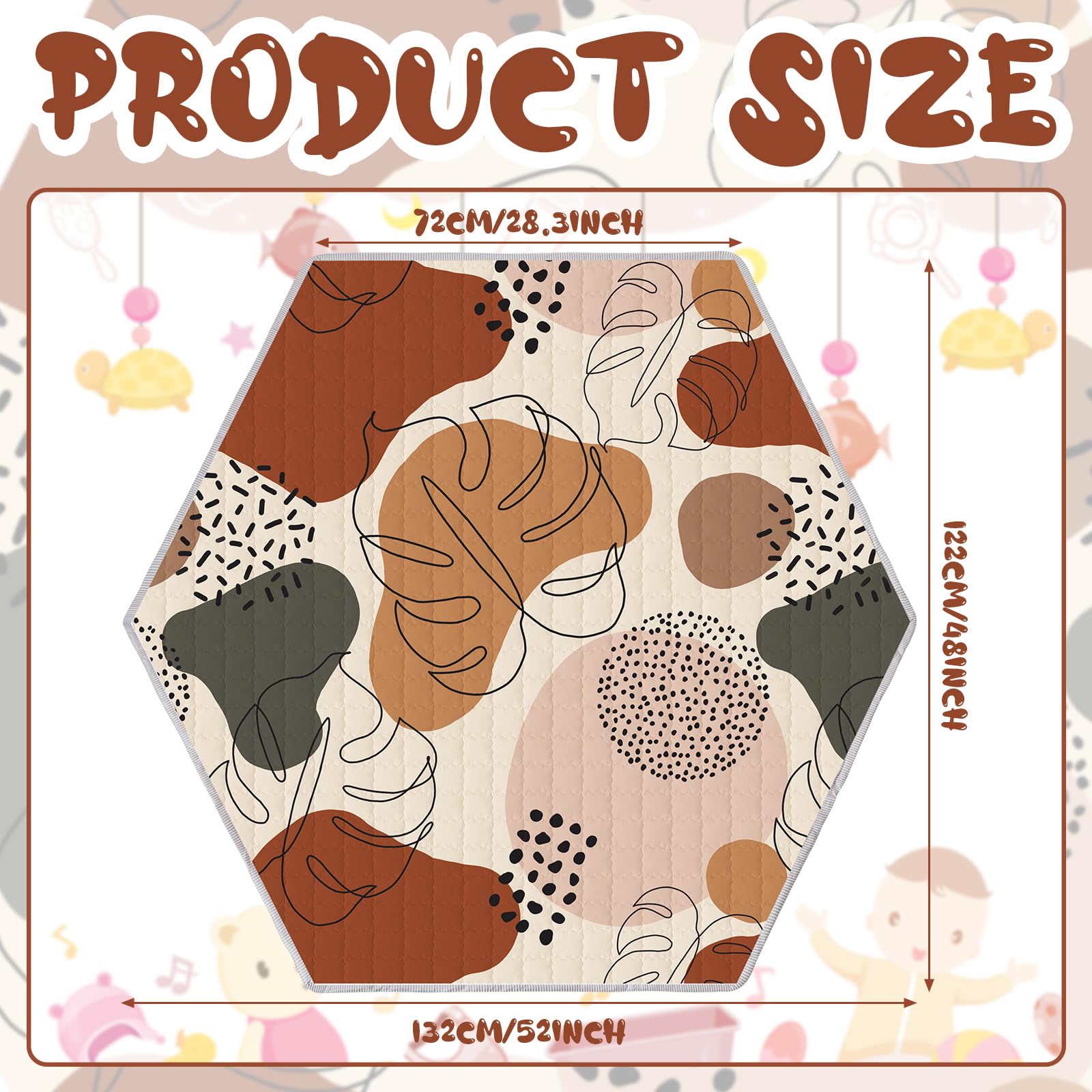 Funtery woodland animals boho design playmat adds decorative charm to play spaces.