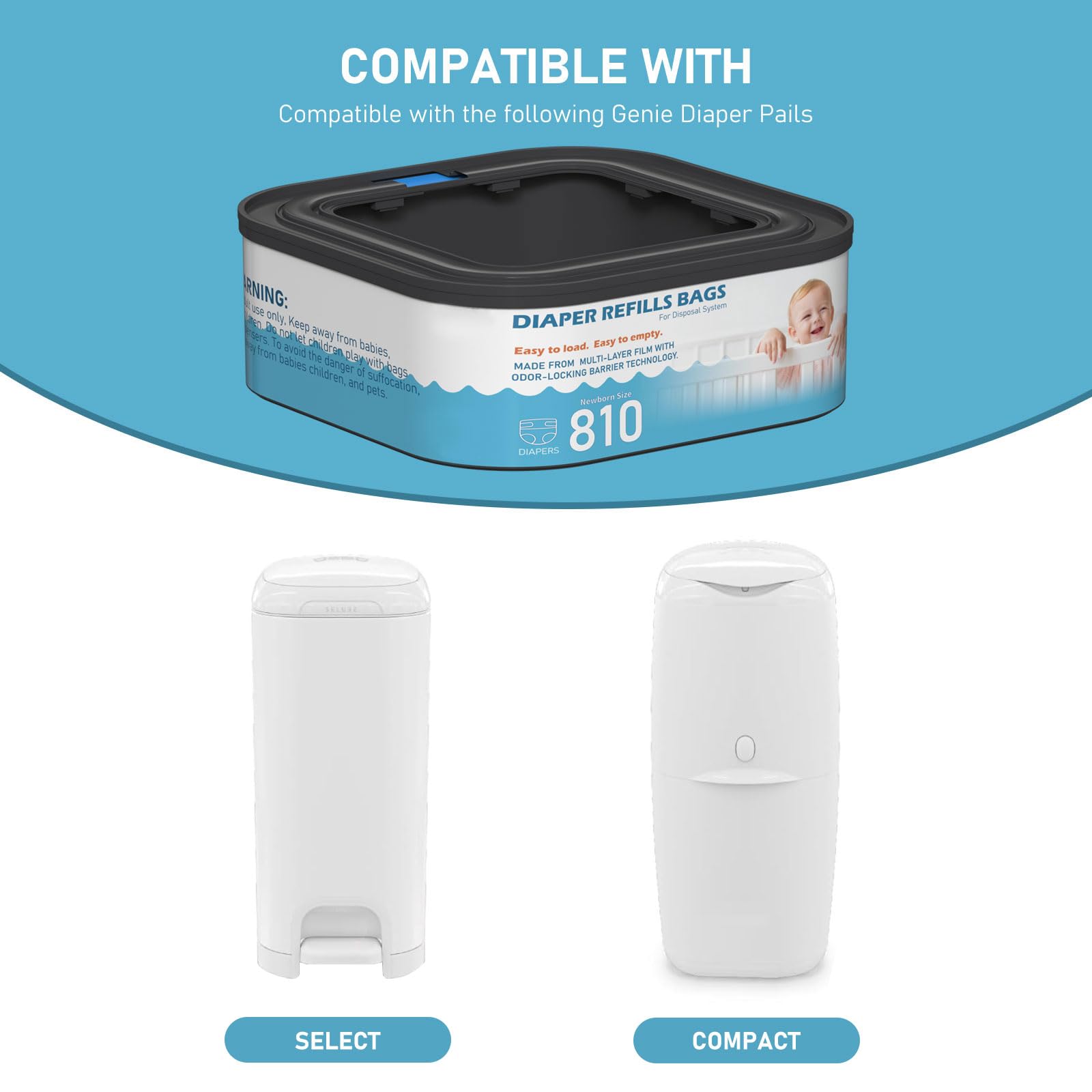 Fununcat compatible diaper genie classic view highlights compatibility and easy fit.