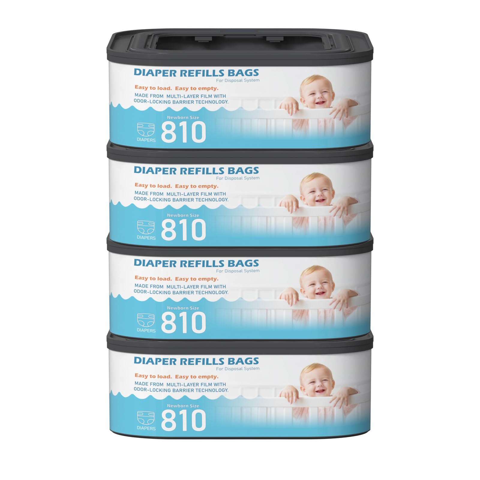 Fununcat jumbo square refill bags pack for extended diaper pail use.