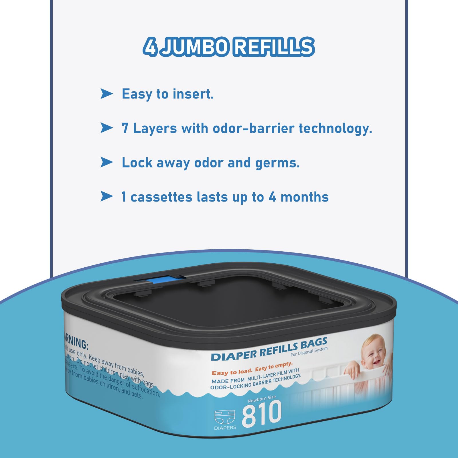 Fununcat Jumbo Square Refill offers easy cut and tie for diaper disposal.