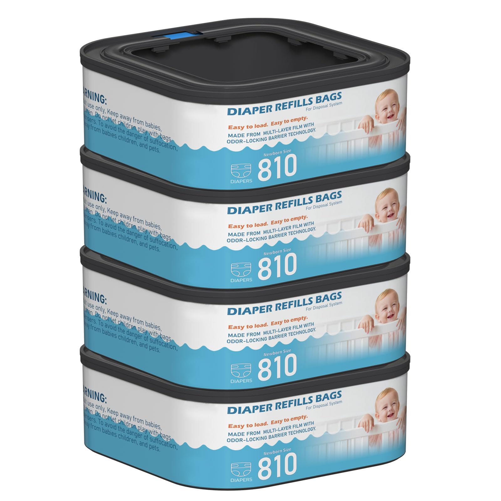 Fununcat jumbo square refill pack with four bags for mess-free diaper disposal.