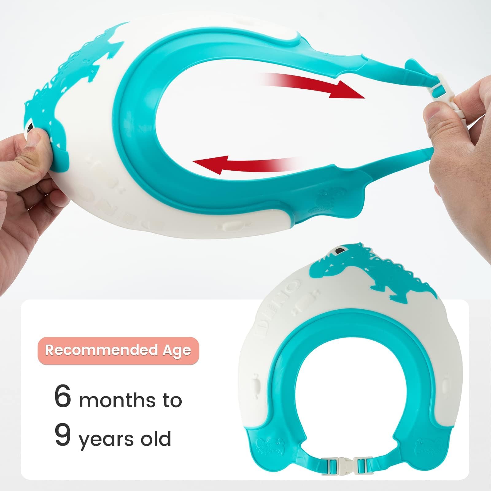 FUNUPUP baby shower cap highlights water-diversion feature reduces bath splashes.