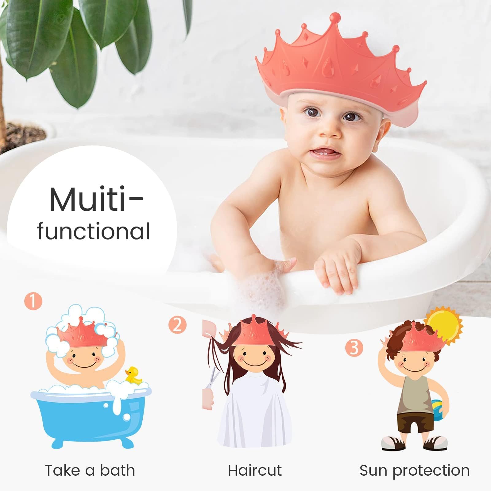 FUNUPUP pink cap provides sun shade and gentle head protection outdoors.