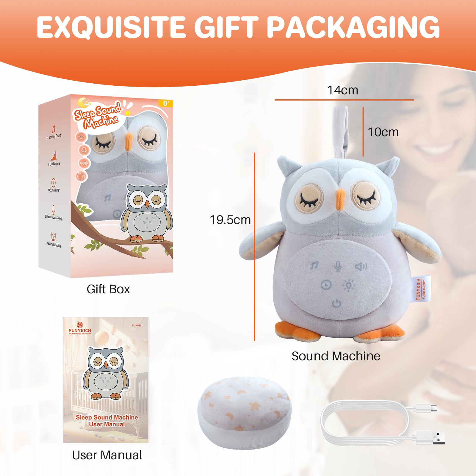 FUNYKICH Owl rechargeable battery powers long playback