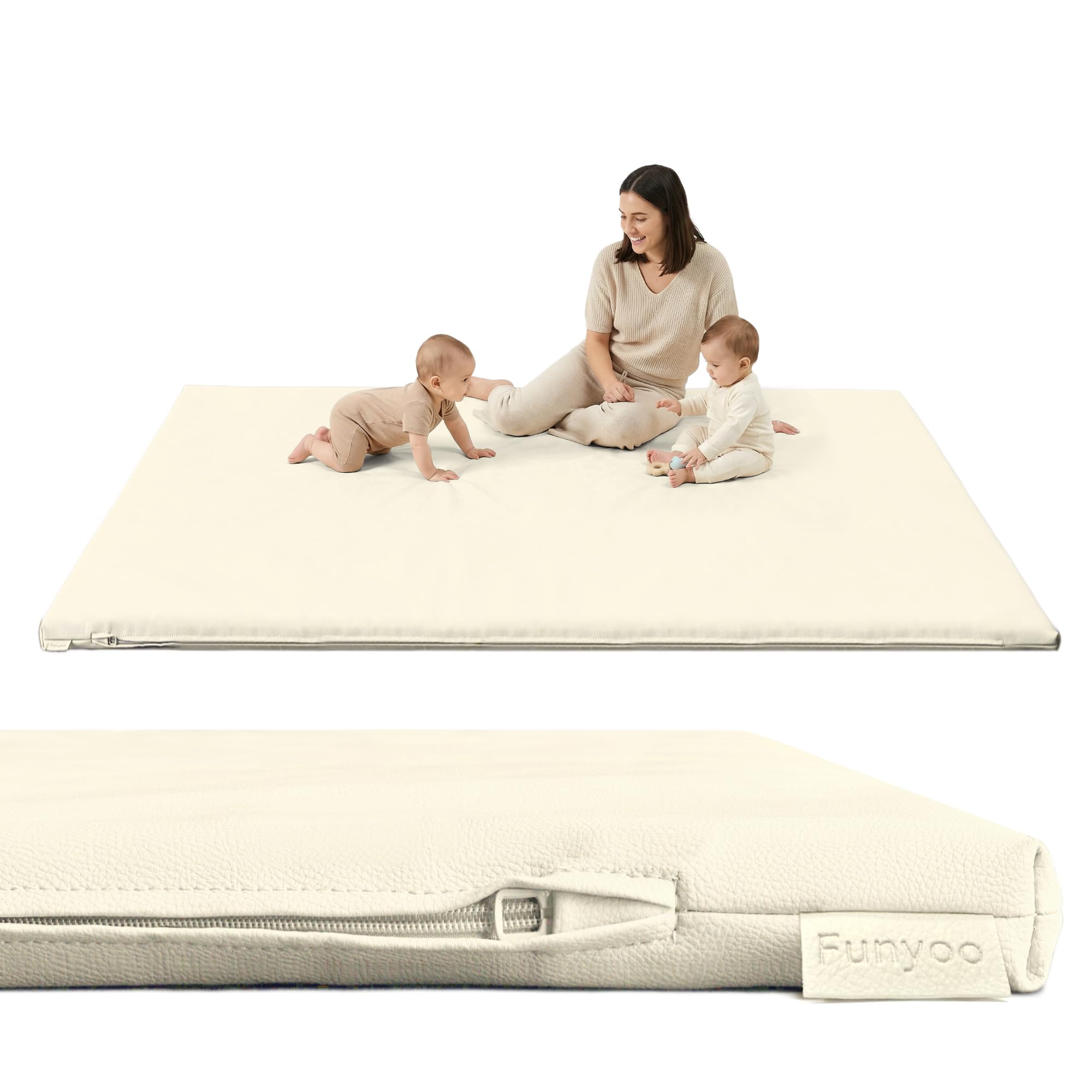 Funyoo padded play mat 79x59 corner shot showing a safe play area for babies