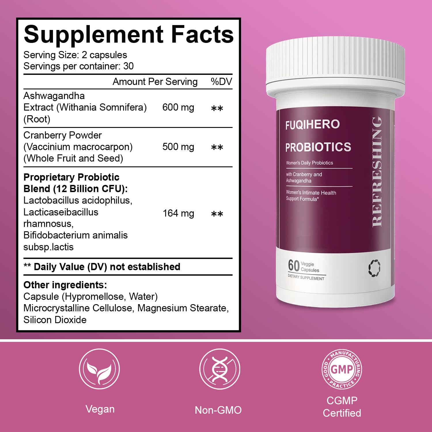 Fuqihero packaging label confirms CGMP manufacturing and quality control.
