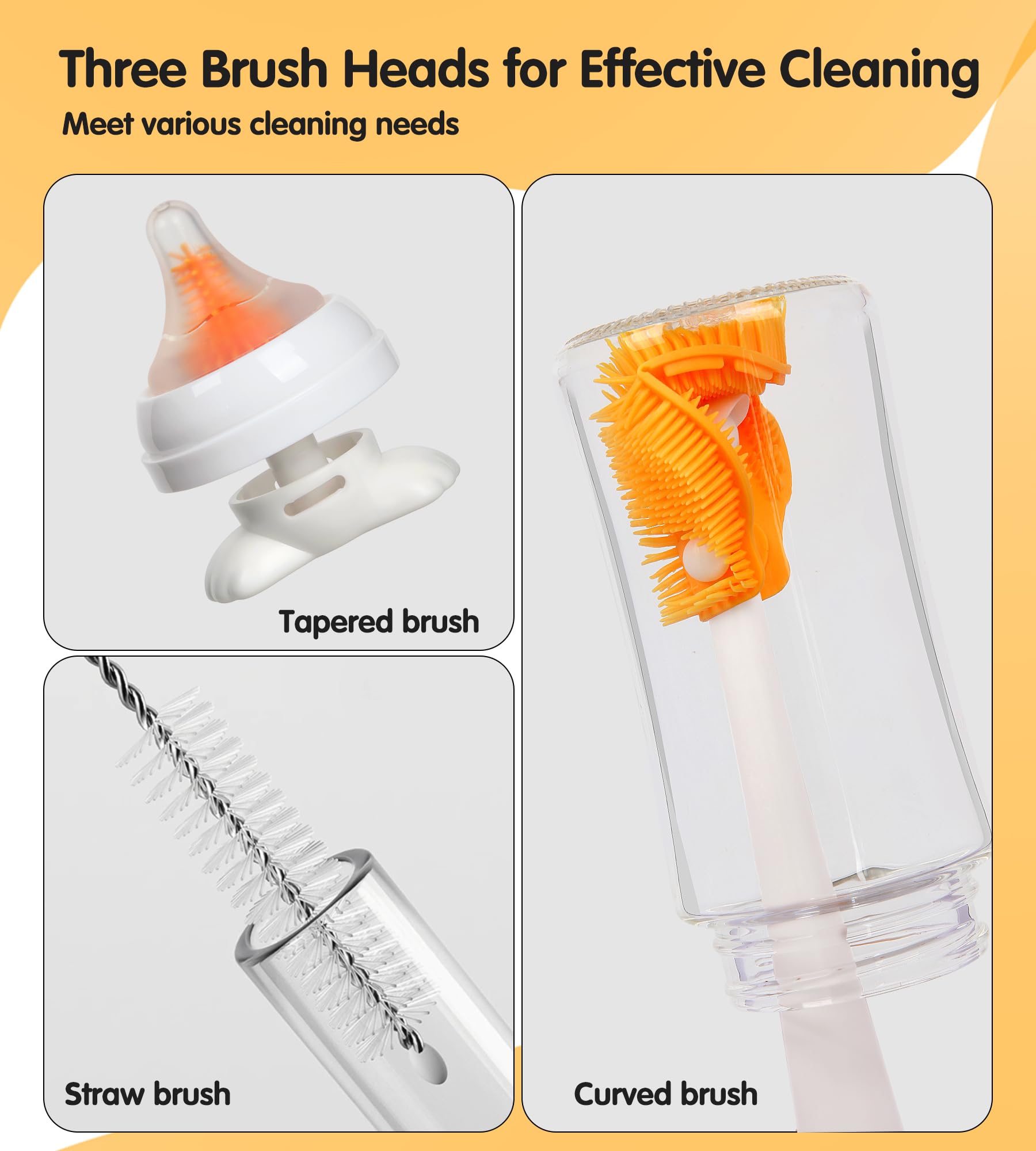 FURNIPLAS cap brush removes residue from bottle caps quickly.