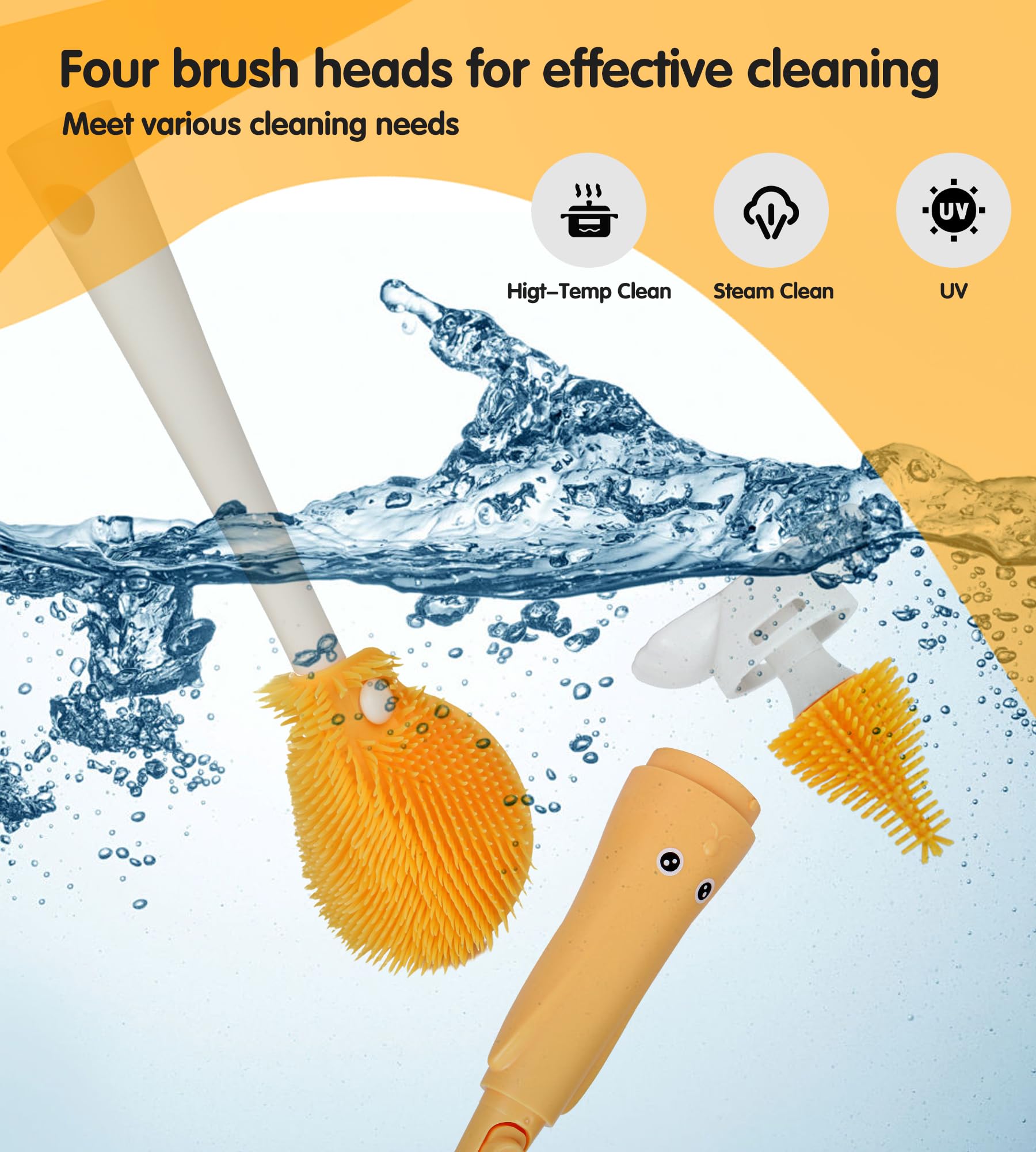 FURNIPLAS hidden storage design keeps nipple and straw brushes tidy.