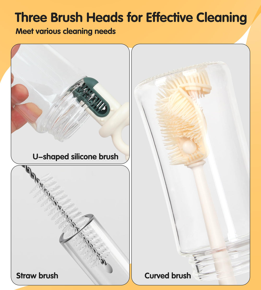 Soft TPE bristles gently clean delicate surfaces without scratching