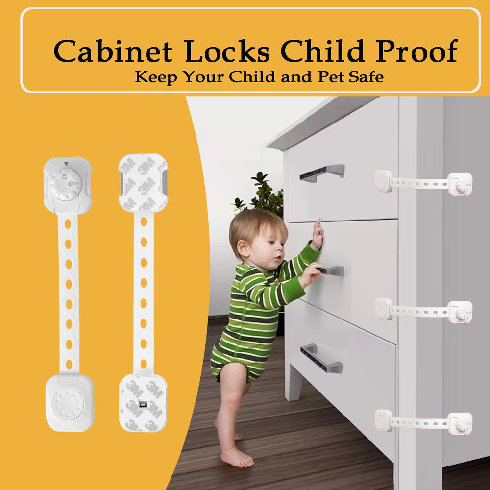 Fursafe&Q adhesive cabinet lock installed with no screws on a fridge door.