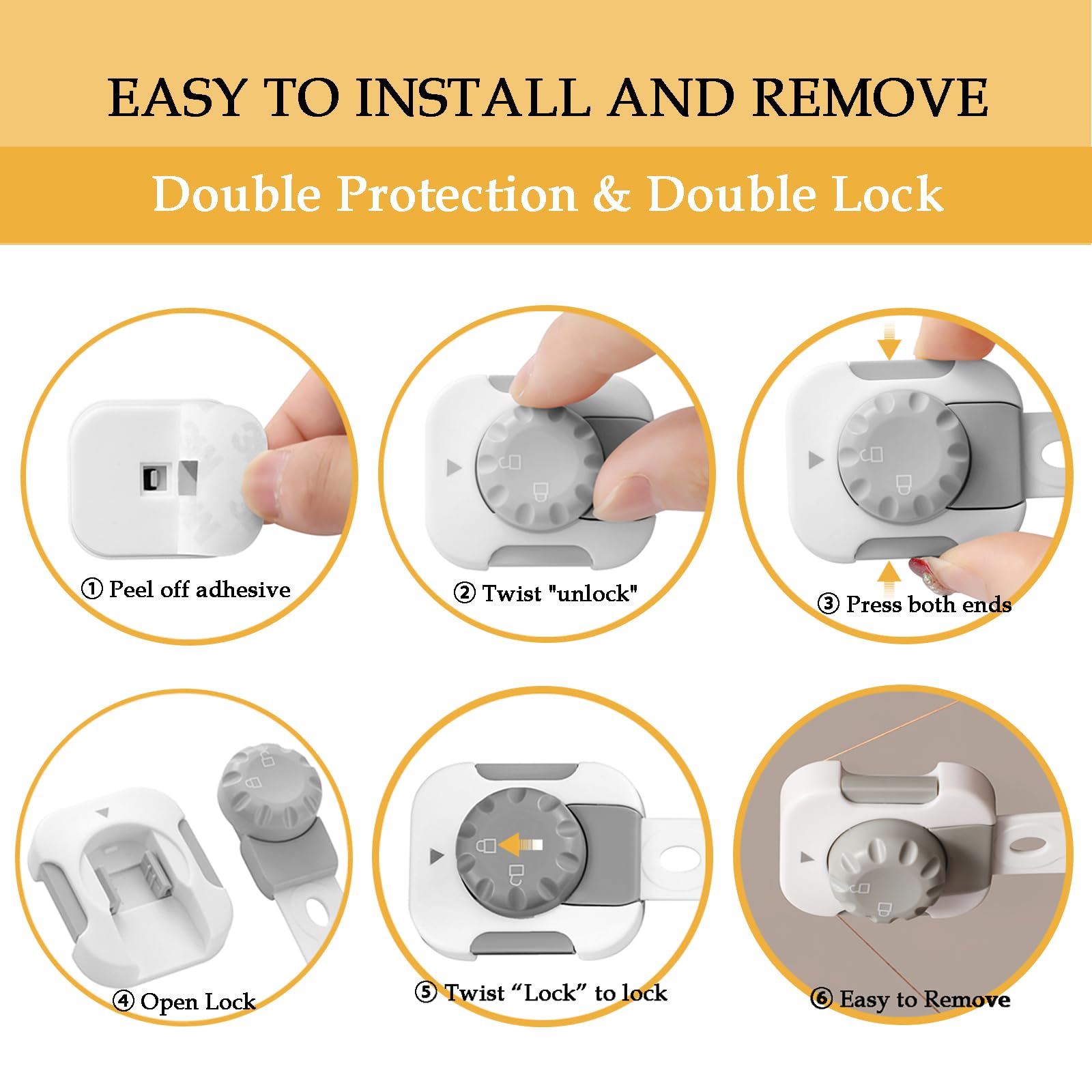 Fursafe&Q adjustable safety straps fitting various furniture shapes and sizes.