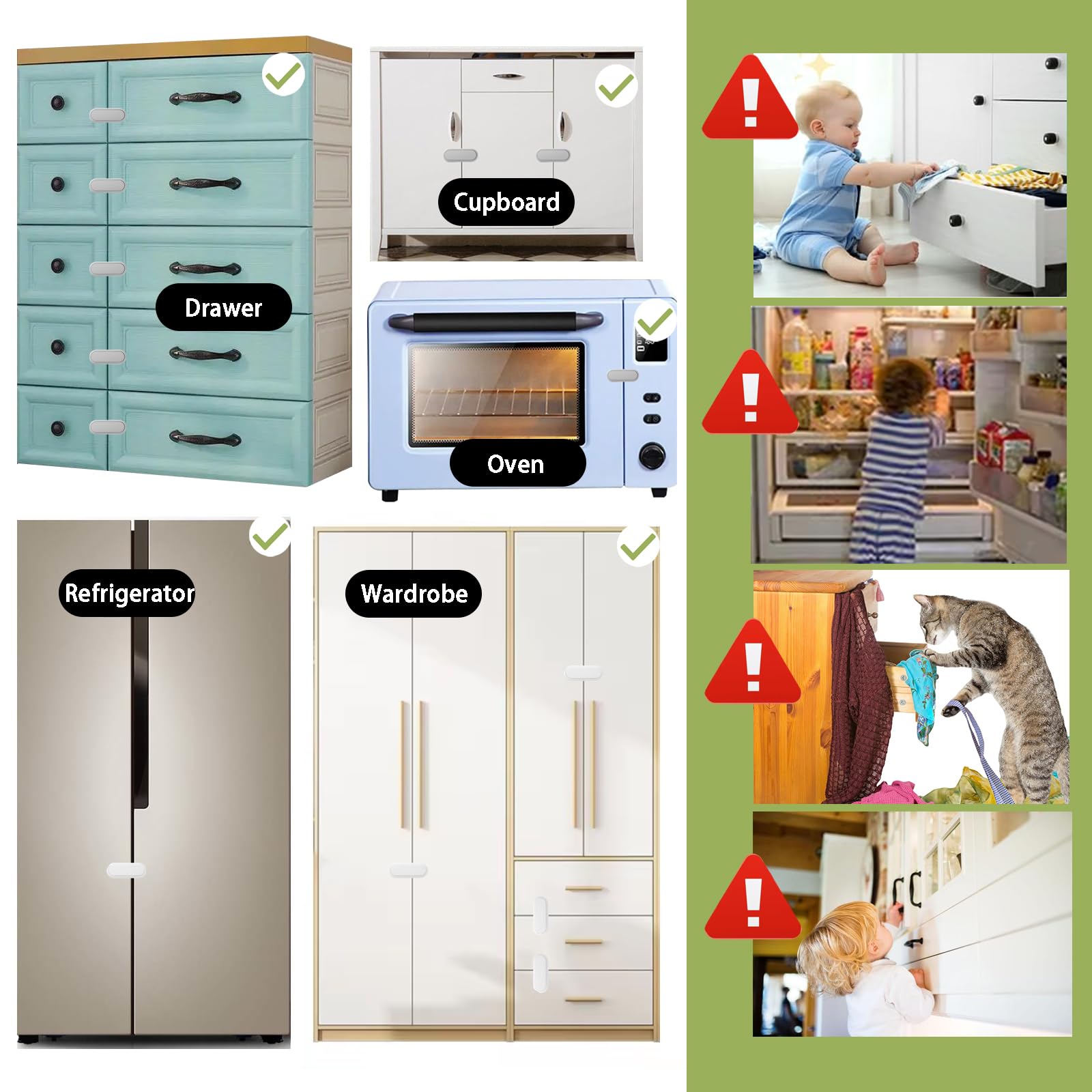 Fursafe&Q multi-use locks fit fridges, drawers, cupboards for safer homes.