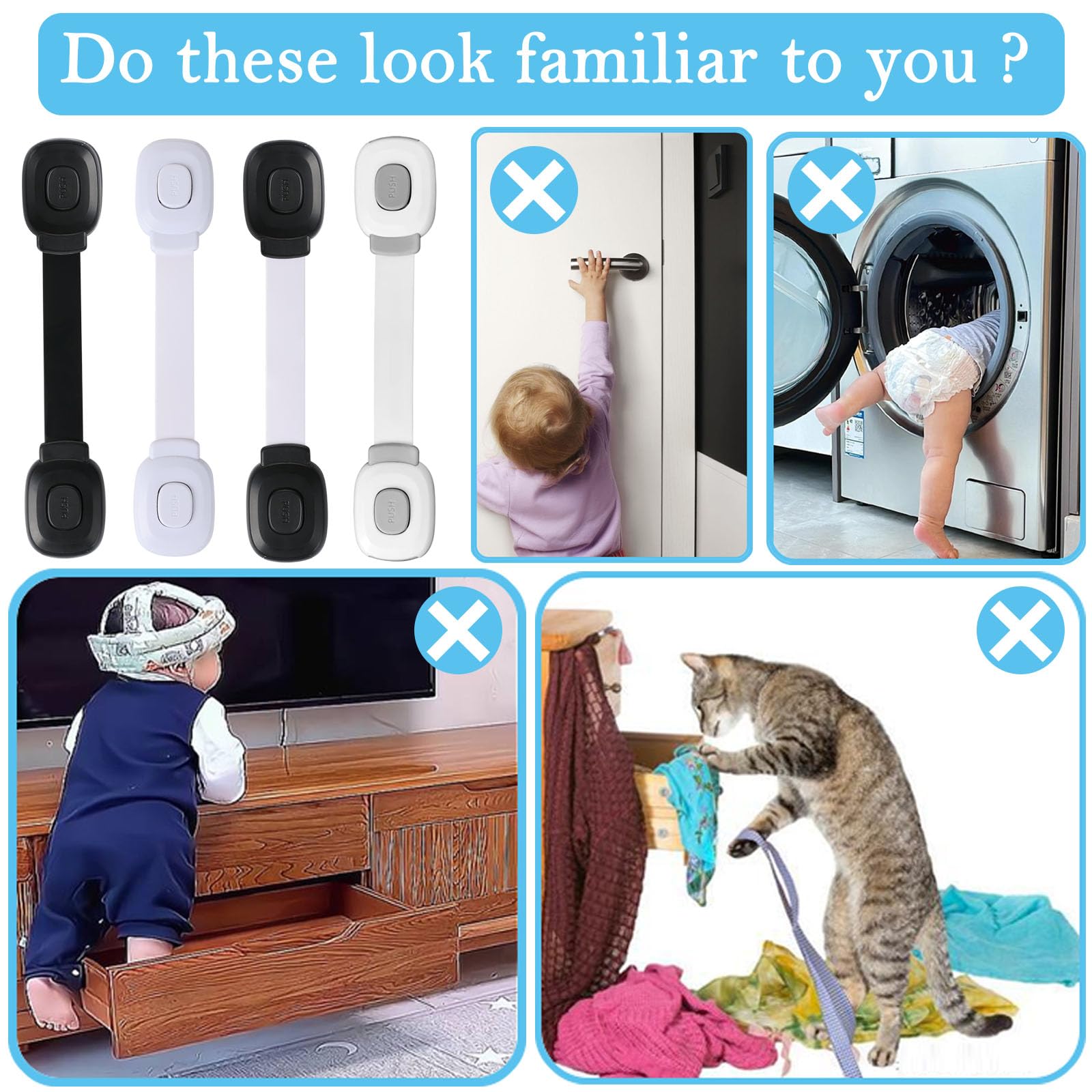 Fursafe&Q multi-use lock fits cabinets and furniture for flexible safety.