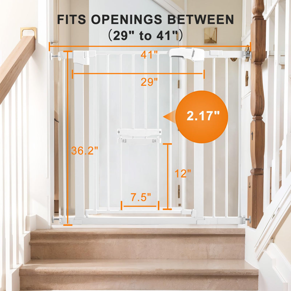 FURTIME gate installed on stairs with hardware mounting for stability