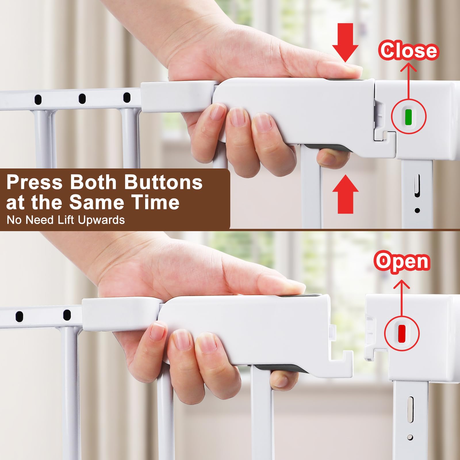 FURTIME dual-lock safety latch prevents inside release by curious children.